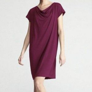 EILEEN FISHER Maroon Cowl Neck Short Sleeve Dress Women's Size S